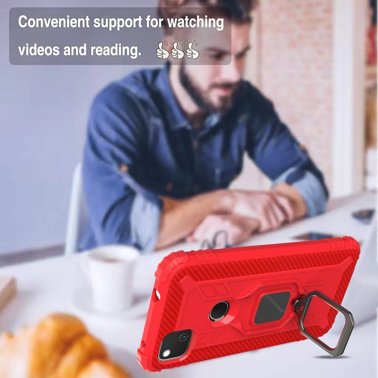 For Google Pixel 4a Carbon Fiber Protective Case with 360 Degree Rotating Ring Holder