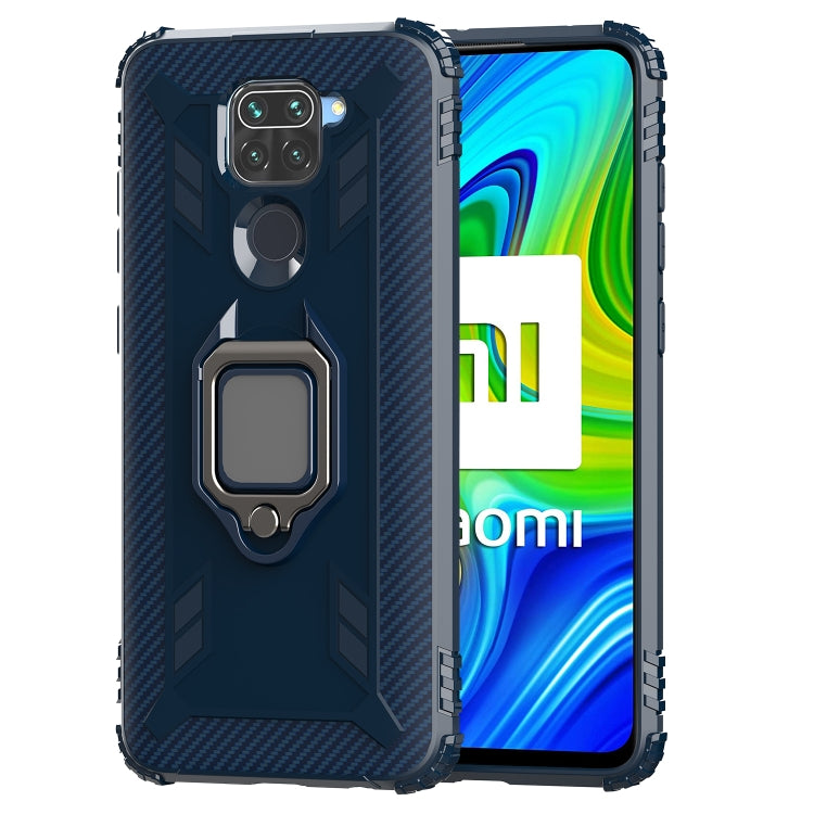 For Xiaomi Redmi 10X / Note 9 Carbon Fiber Protective Case with 360 Degree Rotating Ring Holder