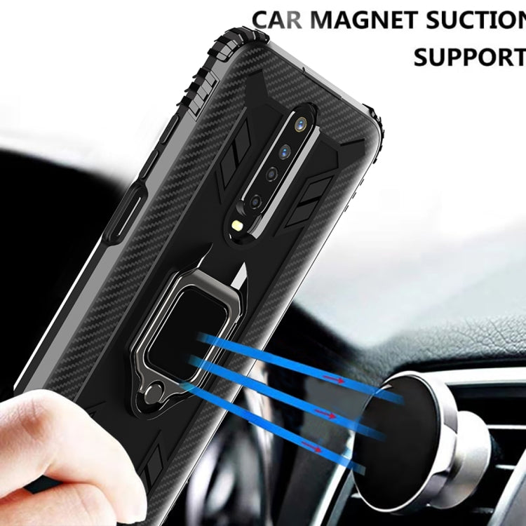 For Xiaomi Redmi 9 Carbon Fiber Protective Case with 360 Degree Rotating Ring Holder