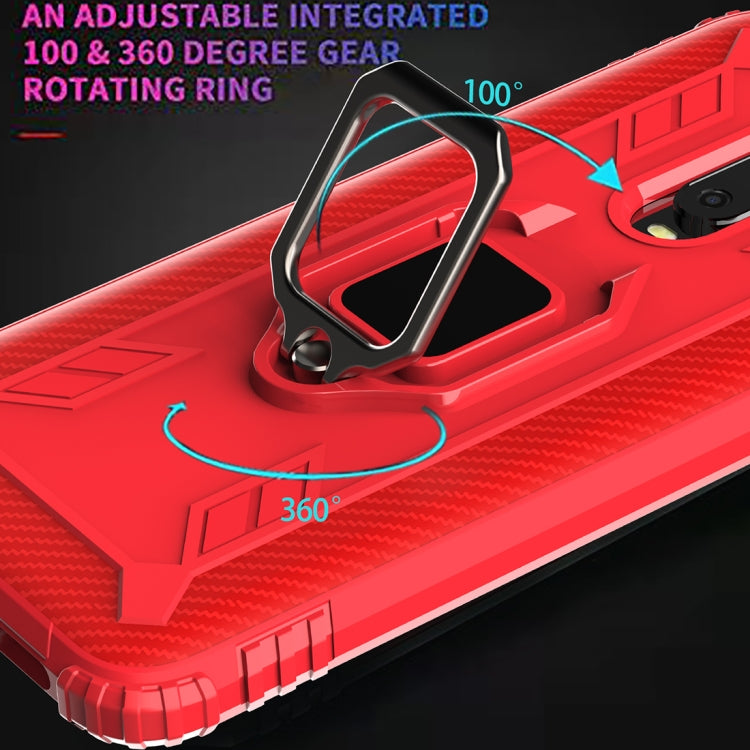 For Xiaomi Redmi 9 Carbon Fiber Protective Case with 360 Degree Rotating Ring Holder