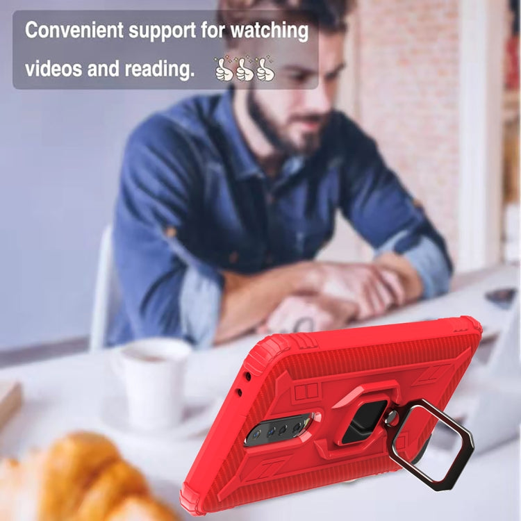 For Xiaomi Redmi 9 Carbon Fiber Protective Case with 360 Degree Rotating Ring Holder