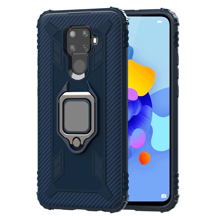 For Huawei nova 5i Pro / Mate 30 Lite / nova 5z Carbon Fiber Protective Case with 360 Degree Rotating Ring Holder