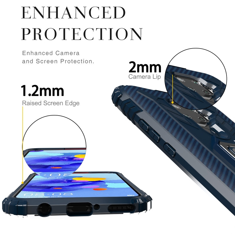 For Huawei nova 5i Pro / Mate 30 Lite / nova 5z Carbon Fiber Protective Case with 360 Degree Rotating Ring Holder