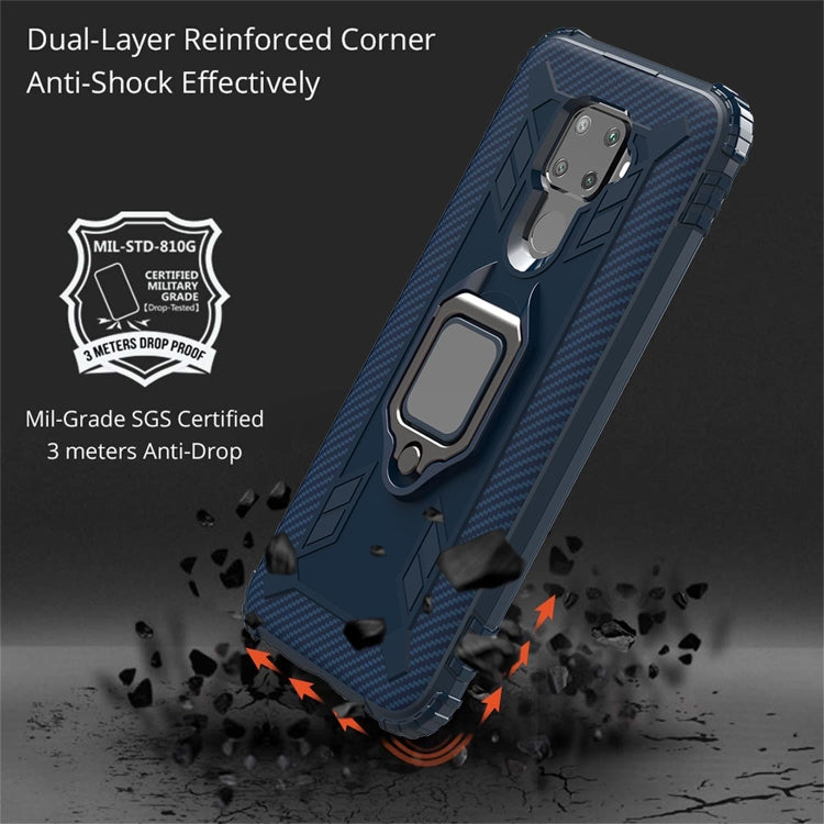 For Huawei nova 5i Pro / Mate 30 Lite / nova 5z Carbon Fiber Protective Case with 360 Degree Rotating Ring Holder