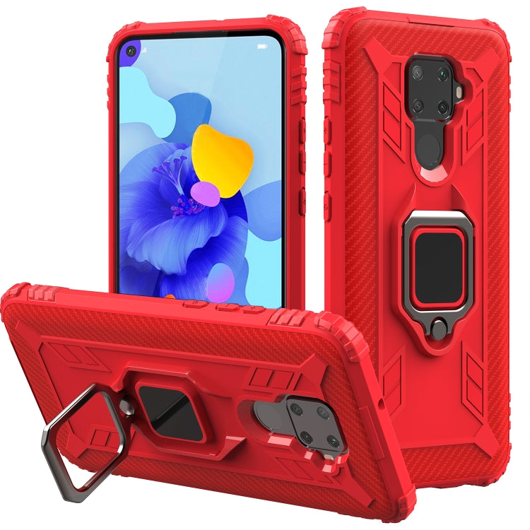For Huawei nova 5i Pro / Mate 30 Lite / nova 5z Carbon Fiber Protective Case with 360 Degree Rotating Ring Holder