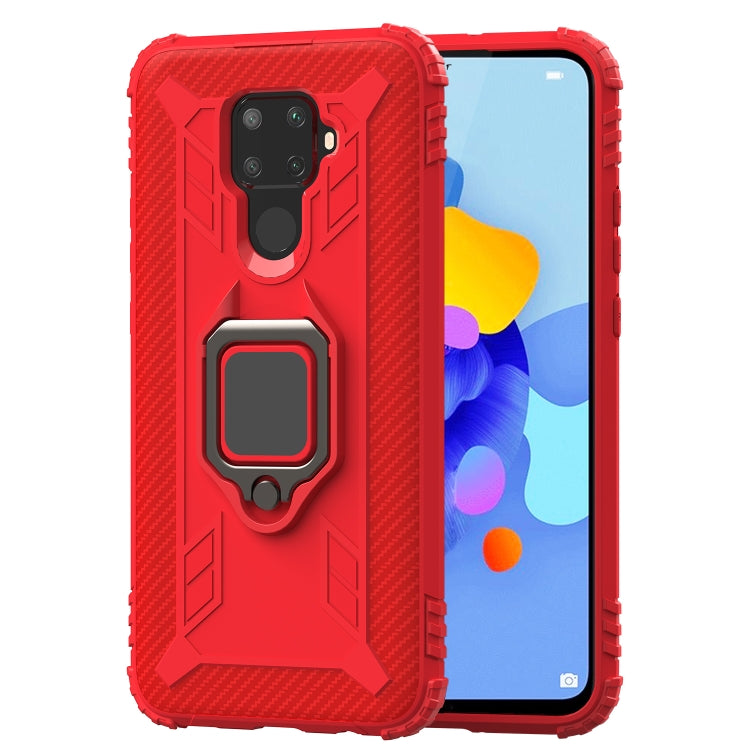 For Huawei nova 5i Pro / Mate 30 Lite / nova 5z Carbon Fiber Protective Case with 360 Degree Rotating Ring Holder