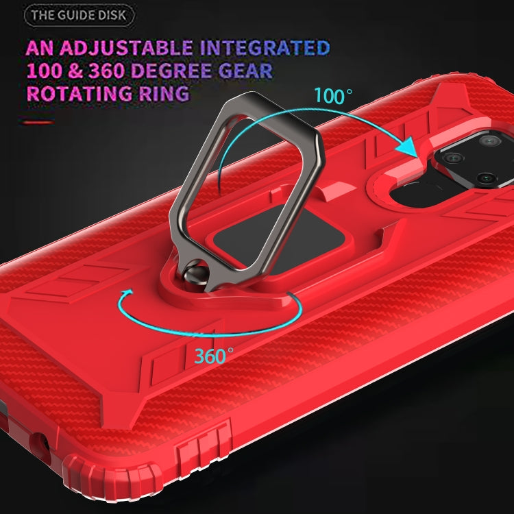 For Huawei nova 5i Pro / Mate 30 Lite / nova 5z Carbon Fiber Protective Case with 360 Degree Rotating Ring Holder