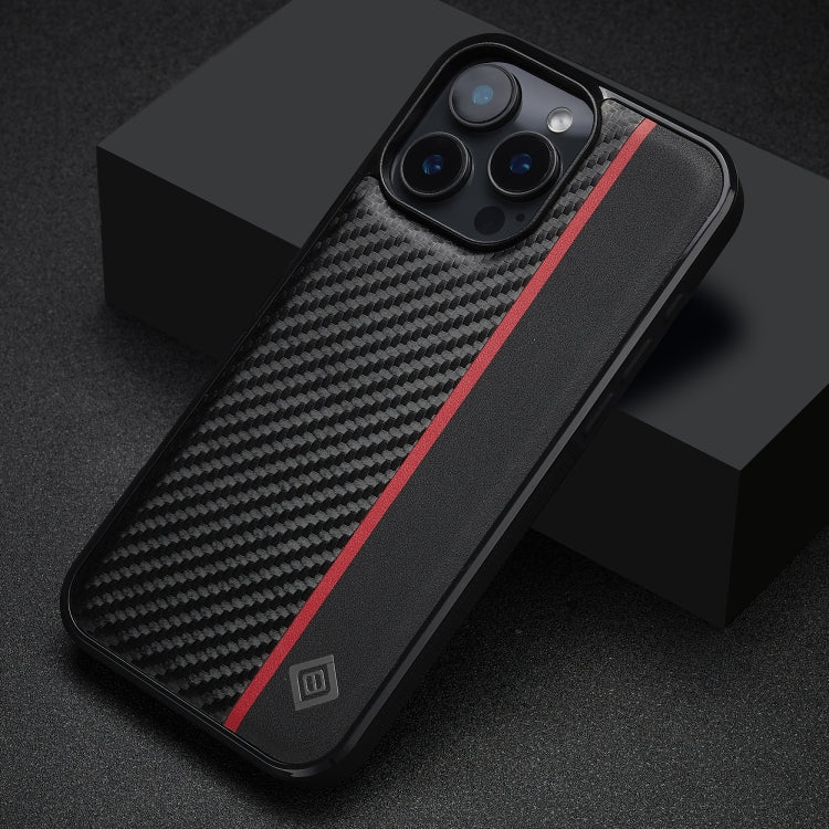 For iPhone 16 Pro LC.IMEEKE 3 in 1 Carbon Fiber Texture Shockproof Phone Case - Black