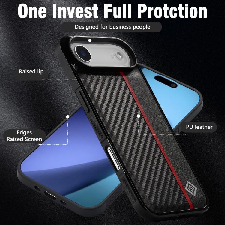 For iPhone Air LC.IMEEKE 3 in 1 Carbon Fiber Texture Shockproof Phone Case - Black