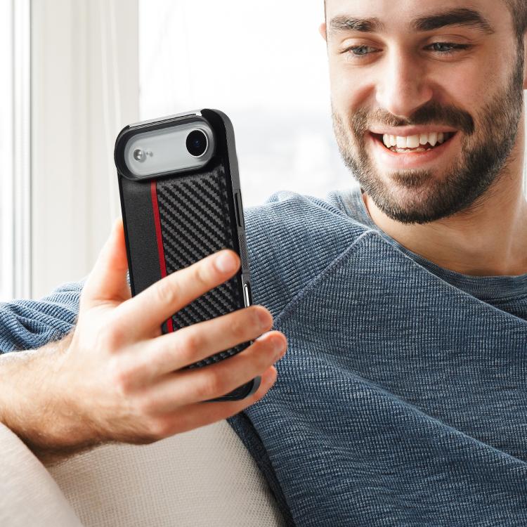 For iPhone Air LC.IMEEKE 3 in 1 Carbon Fiber Texture Shockproof Phone Case - Black