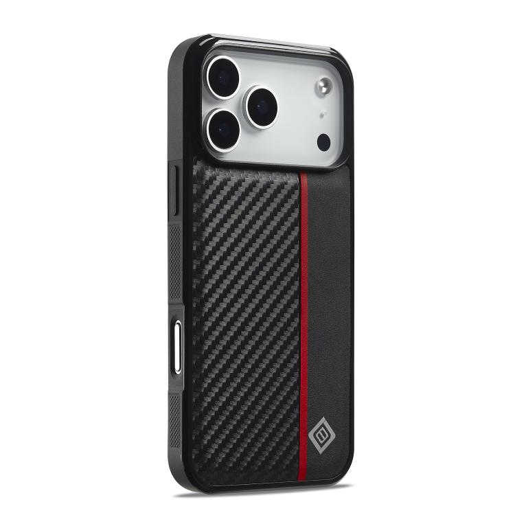 For iPhone 17 Pro LC.IMEEKE 3 in 1 Carbon Fiber Texture Shockproof Phone Case - Black