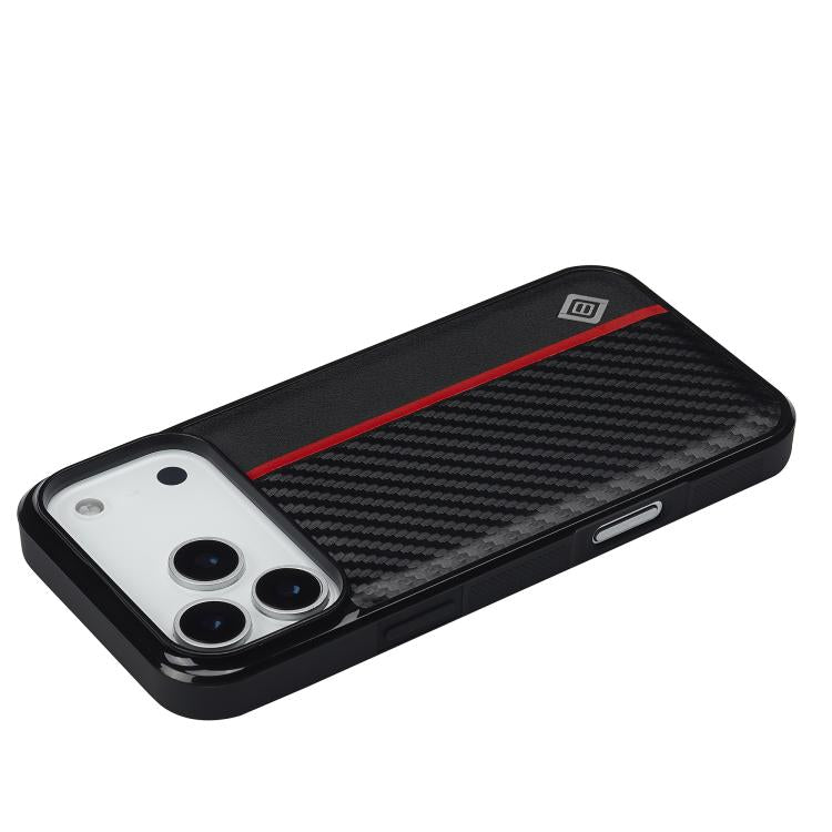 For iPhone 17 Pro Max LC.IMEEKE 3 in 1 Carbon Fiber Texture Shockproof Phone Case - Black
