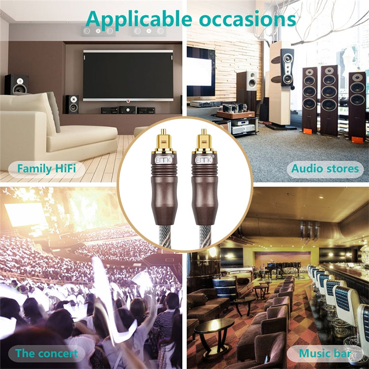 15m EMK OD6.0mm Toslink Square Port to Square Port TV Digital Audio Optical Fiber Connecting Cable