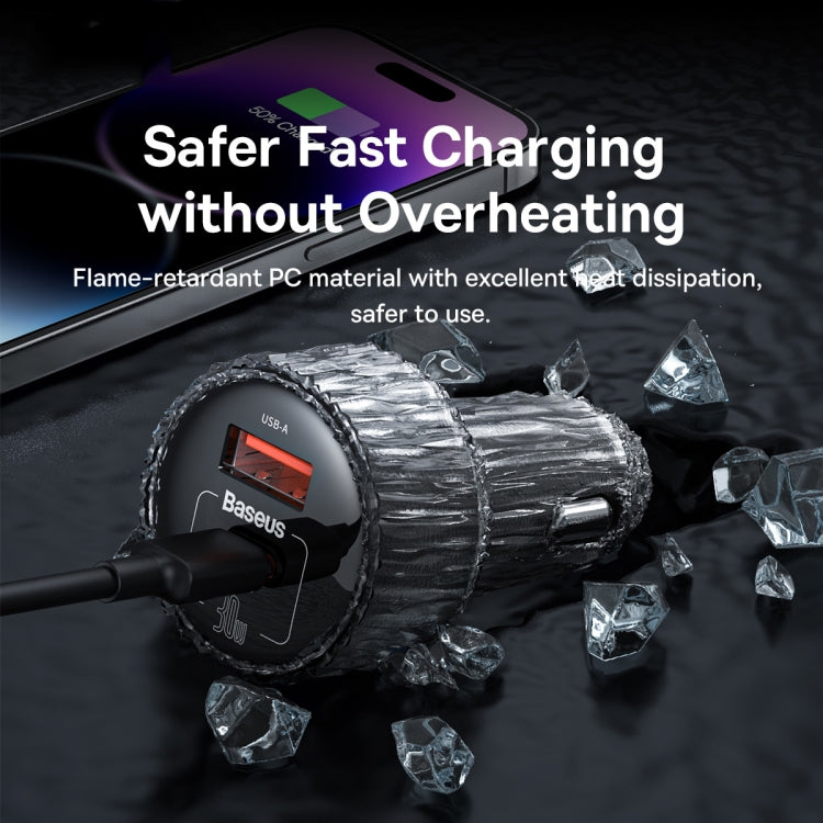 Baseus High Efficiency Pro 30W 2 in 1 Car Cigarette Lighter Expand with 4 Output Ports(Black)