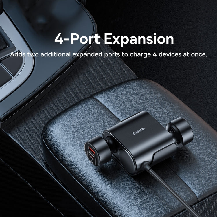 Baseus High Efficiency Pro 30W 2 in 1 Car Cigarette Lighter Expand with 4 Output Ports(Black)