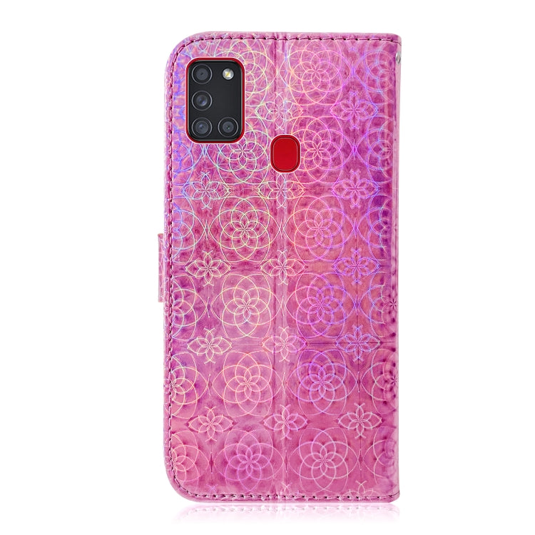 For Samsung Galaxy A21s Solid Color Colorful Magnetic Buckle Horizontal Flip PU Leather Case with Holder & Card Slots & Wallet & Lanyard