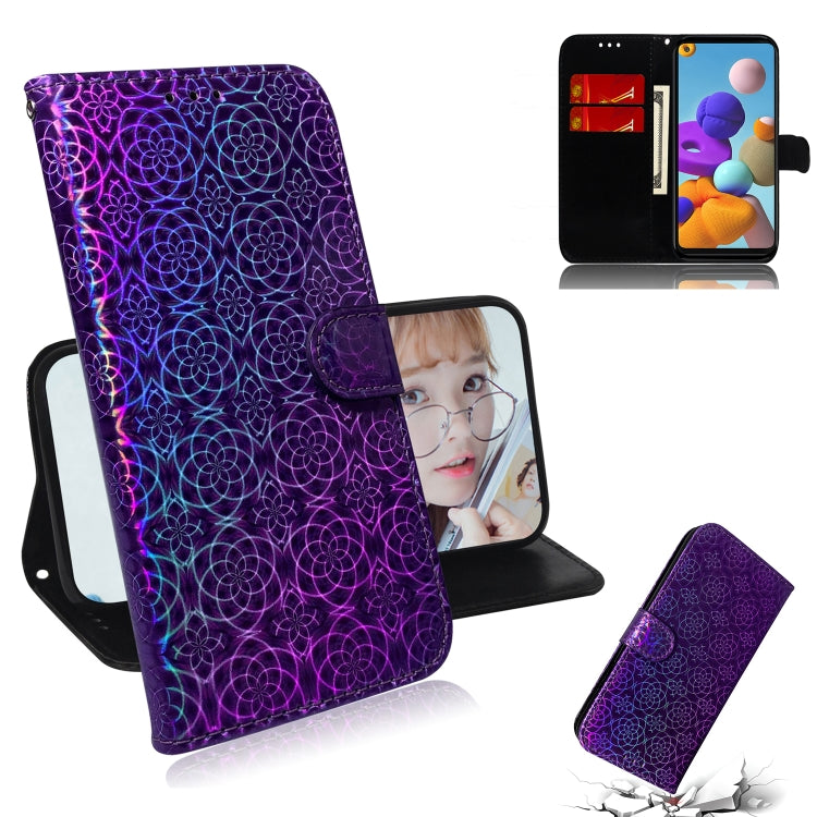 For Samsung Galaxy A21s Solid Color Colorful Magnetic Buckle Horizontal Flip PU Leather Case with Holder & Card Slots & Wallet & Lanyard