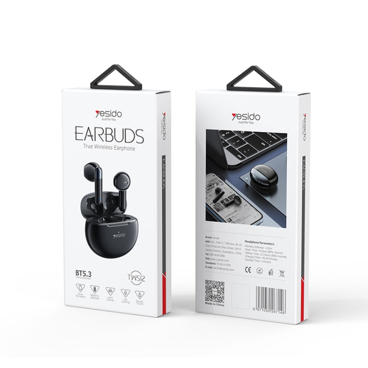 Yesido TWS12 TWS True Wireless Bluetooth Noise Reduction Earphone(Black)