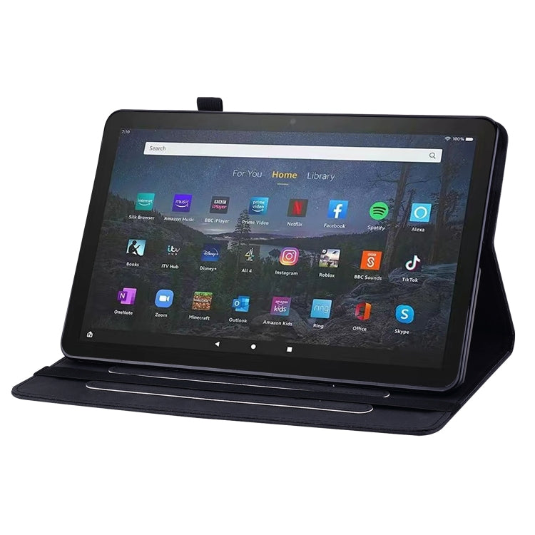 For Amazon Fire Max 11 Skin Feel Solid Color Zipper Leather Tablet Case