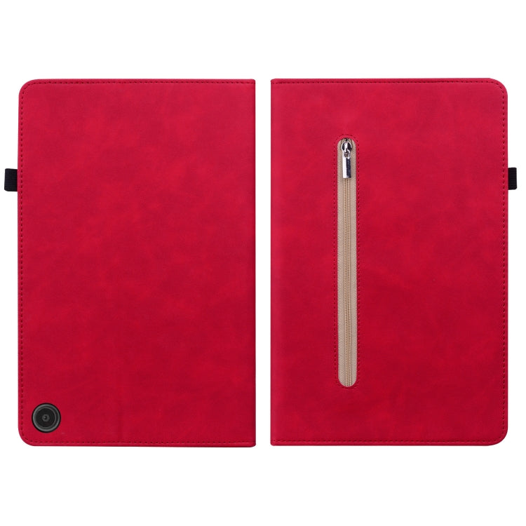 For Amazon Fire Max 11 Skin Feel Solid Color Zipper Leather Tablet Case