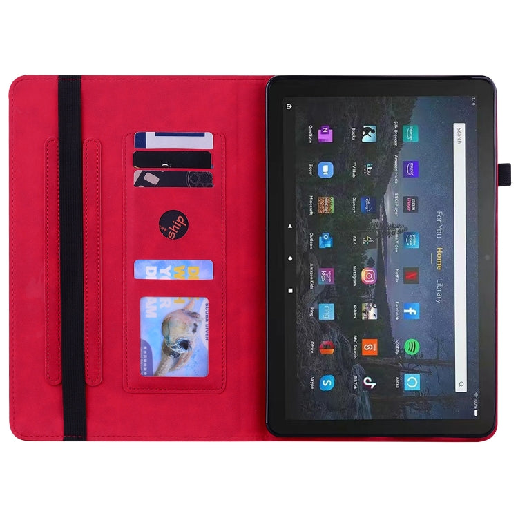 For Amazon Fire Max 11 Skin Feel Solid Color Zipper Leather Tablet Case
