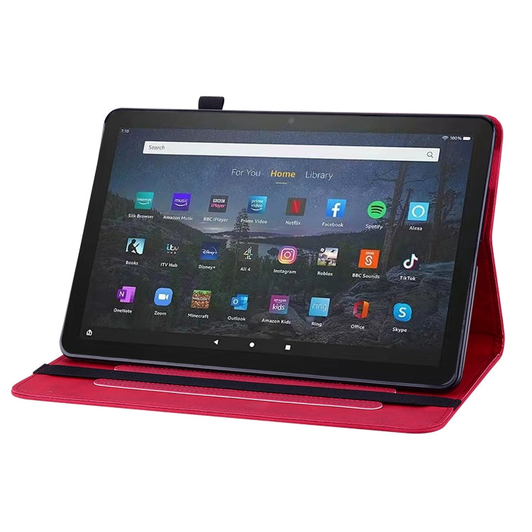 For Amazon Fire Max 11 Skin Feel Solid Color Zipper Leather Tablet Case