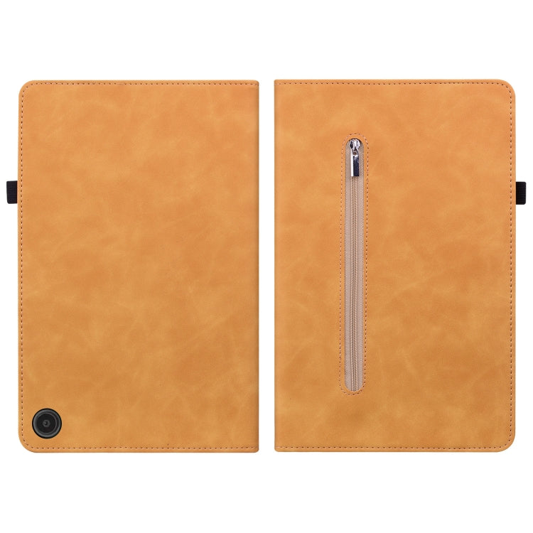 For Amazon Fire Max 11 Skin Feel Solid Color Zipper Leather Tablet Case