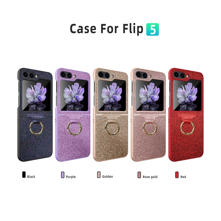 For Samsung Galaxy Z Flip5 Glitter Powder Skin PC All-inclusive Ring PC Phone Case