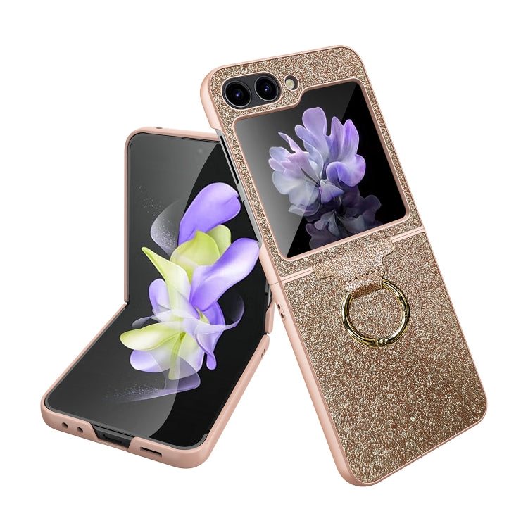 For Samsung Galaxy Z Flip5 Glitter Powder Skin PC All-inclusive Ring PC Phone Case
