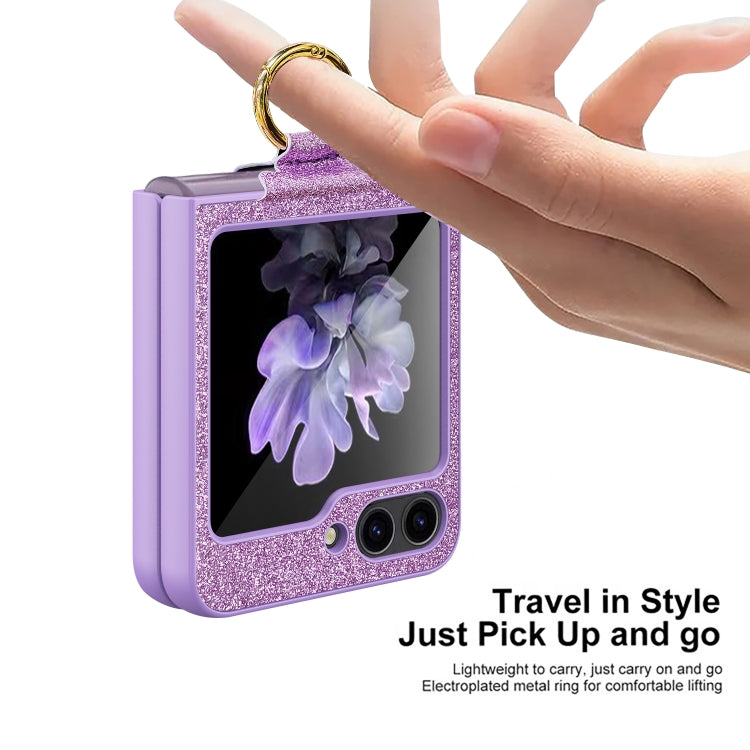 For Samsung Galaxy Z Flip5 Glitter Powder Skin PC All-inclusive Ring PC Phone Case