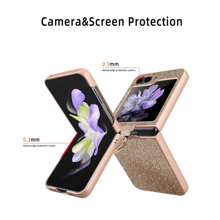 For Samsung Galaxy Z Flip5 Glitter Powder Skin PC All-inclusive Ring PC Phone Case