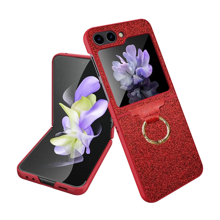 For Samsung Galaxy Z Flip5 Glitter Powder Skin PC All-inclusive Ring PC Phone Case