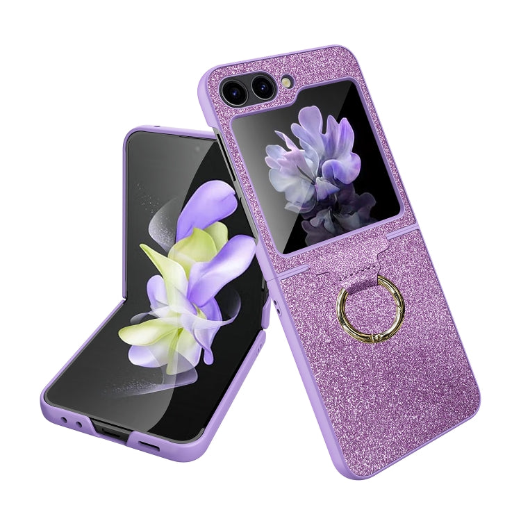 For Samsung Galaxy Z Flip5 Glitter Powder Skin PC All-inclusive Ring PC Phone Case
