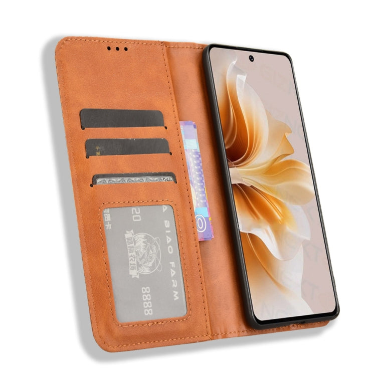 For OPPO A3 Pro 5G Magnetic Buckle Retro Texture Leather Phone Case