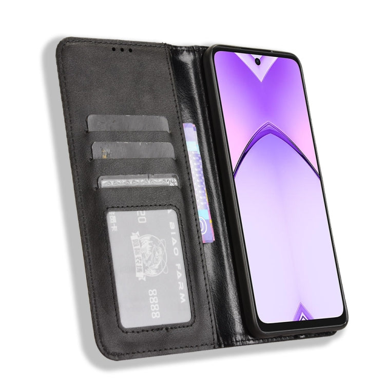 For OPPO A3x 5G India Magnetic Buckle Retro Texture Leather Phone Case