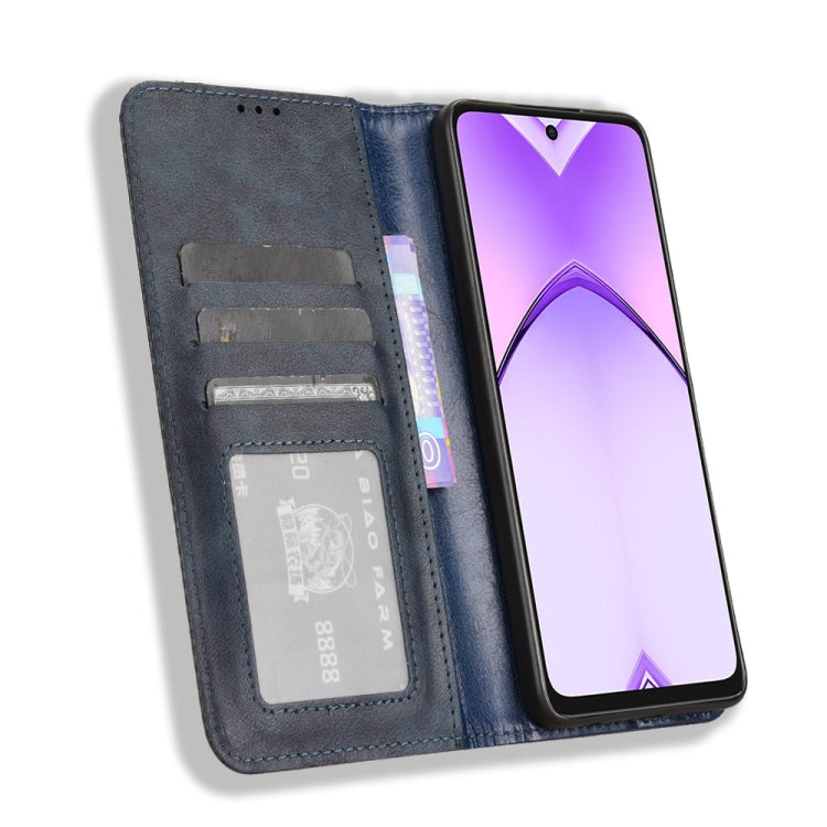 For OPPO A3x 5G India Magnetic Buckle Retro Texture Leather Phone Case