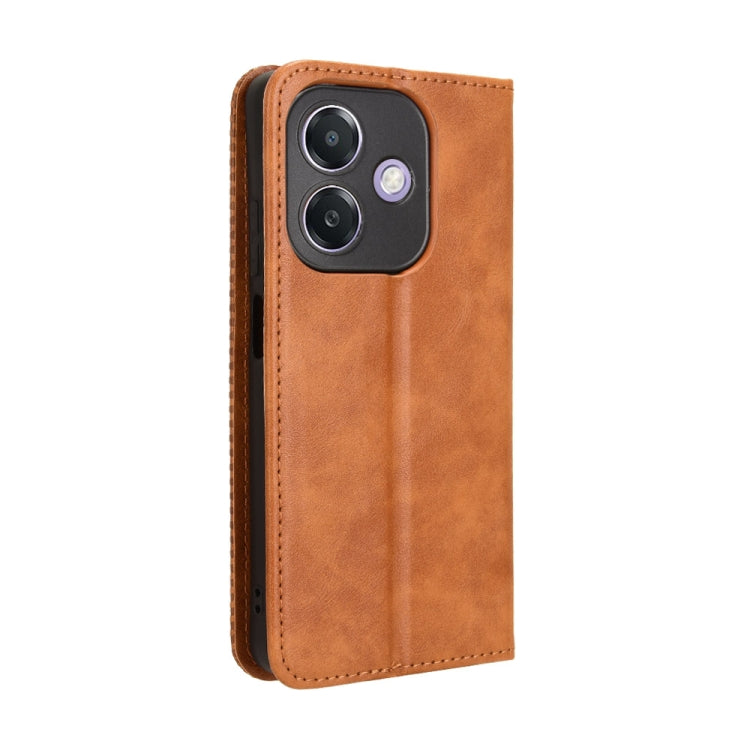 For OPPO A3x 5G India Magnetic Buckle Retro Texture Leather Phone Case