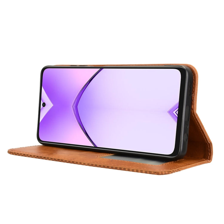 For OPPO A3x 5G India Magnetic Buckle Retro Texture Leather Phone Case