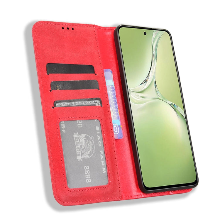 For OPPO K12X 5G / OnePlus Nord CE4 Lite 5G Magnetic Buckle Retro Texture Leather Phone Case