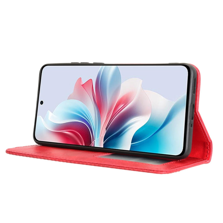 For OPPO Reno11 PJH110 Magnetic Buckle Retro Texture Leather Phone Case