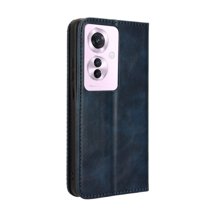 For OPPO Reno11 PJH110 Magnetic Buckle Retro Texture Leather Phone Case