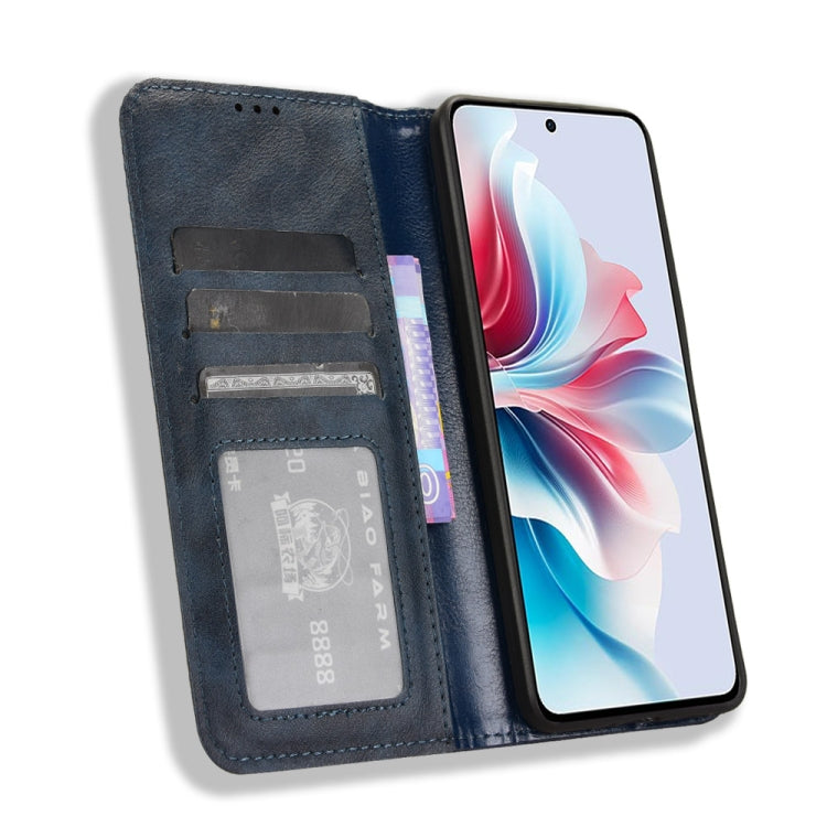 For OPPO Reno11 PJH110 Magnetic Buckle Retro Texture Leather Phone Case