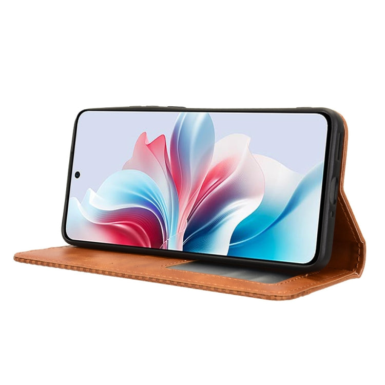 For OPPO Reno11 PJH110 Magnetic Buckle Retro Texture Leather Phone Case