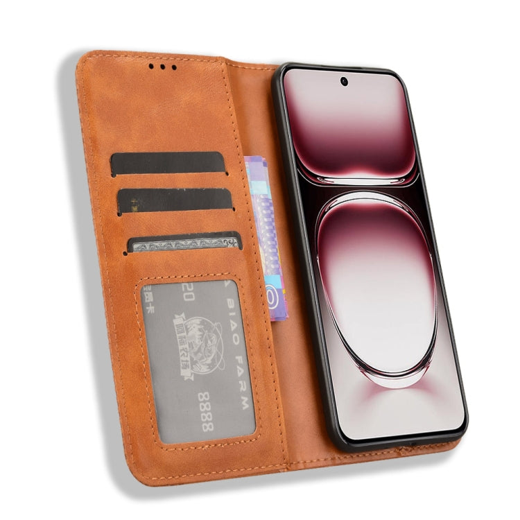 For OPPO Reno12 5G Global Magnetic Buckle Retro Texture Leather Phone Case