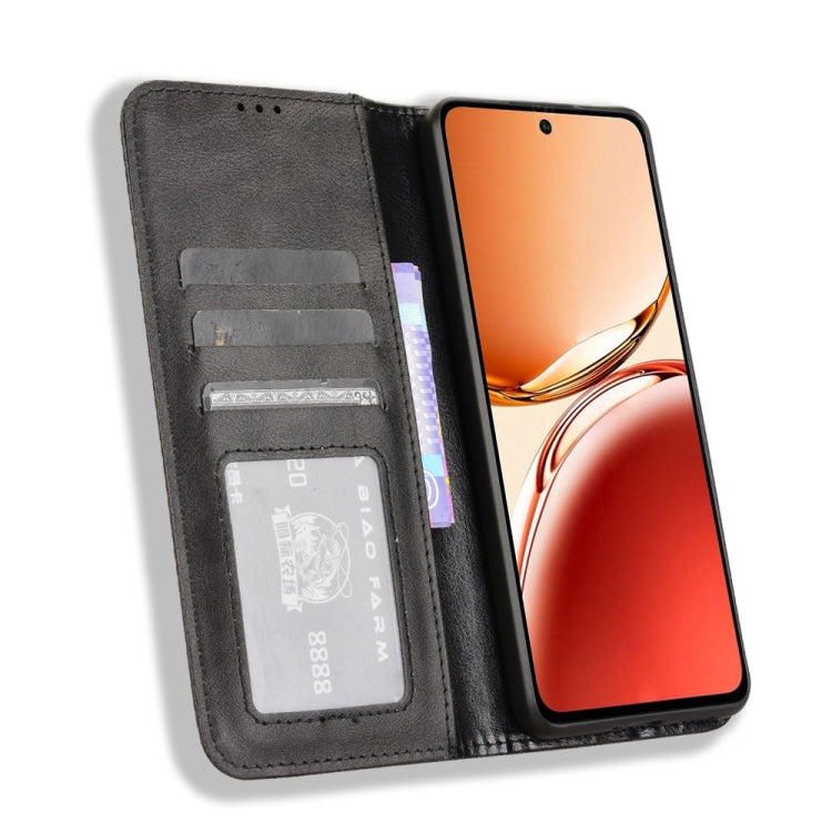 For OPPO Reno12 F 5G Magnetic Buckle Retro Texture Leather Phone Case