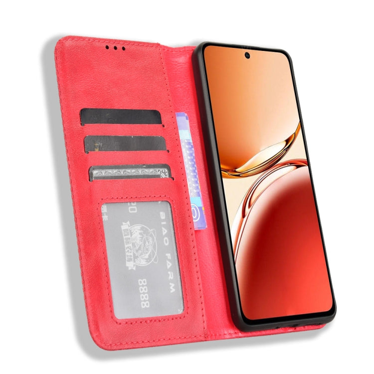For OPPO Reno12 F 5G Magnetic Buckle Retro Texture Leather Phone Case