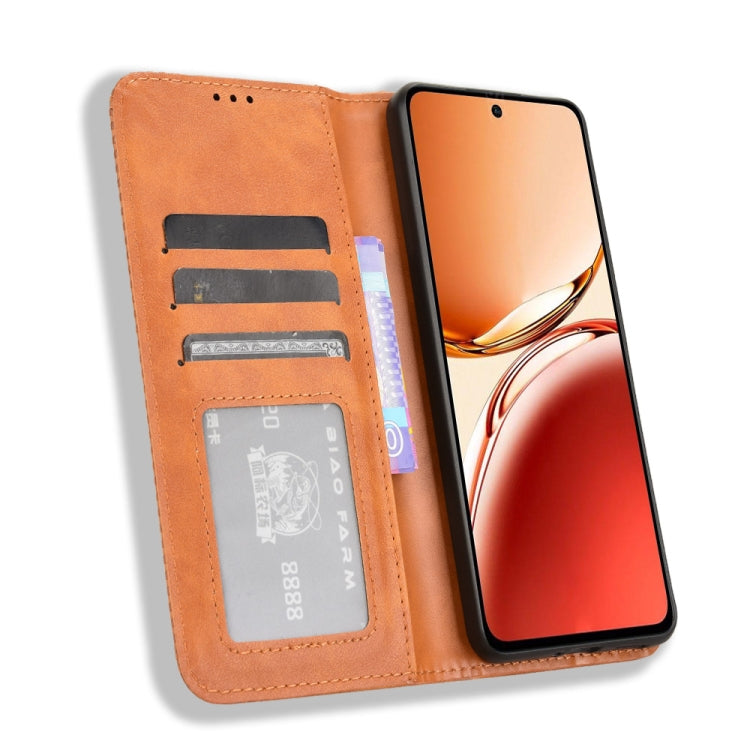 For OPPO Reno12 F 5G Magnetic Buckle Retro Texture Leather Phone Case