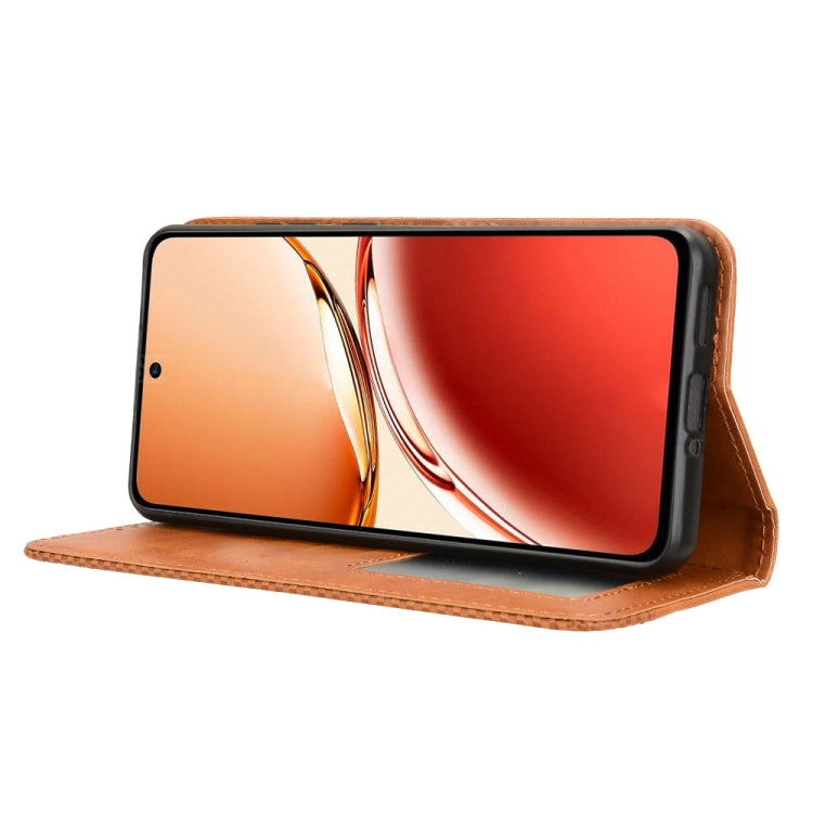 For OPPO Reno12 F 5G Magnetic Buckle Retro Texture Leather Phone Case