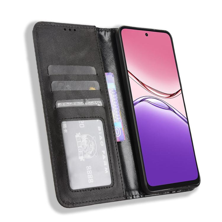 For OPPO A5 Pro Global Magnetic Buckle Retro Texture Leather Phone Case