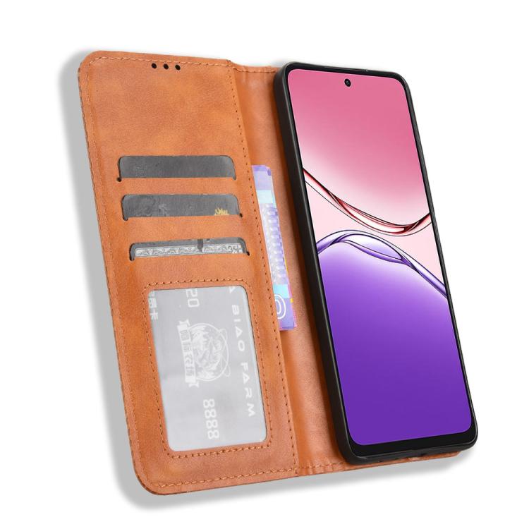 For OPPO A5 Pro Global Magnetic Buckle Retro Texture Leather Phone Case